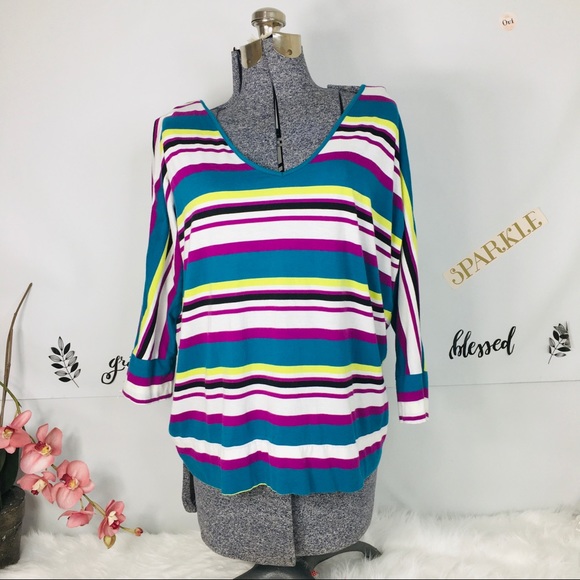 Torrid Womens Striped Top Plus Size 1 1X Open Back - Picture 2 of 12